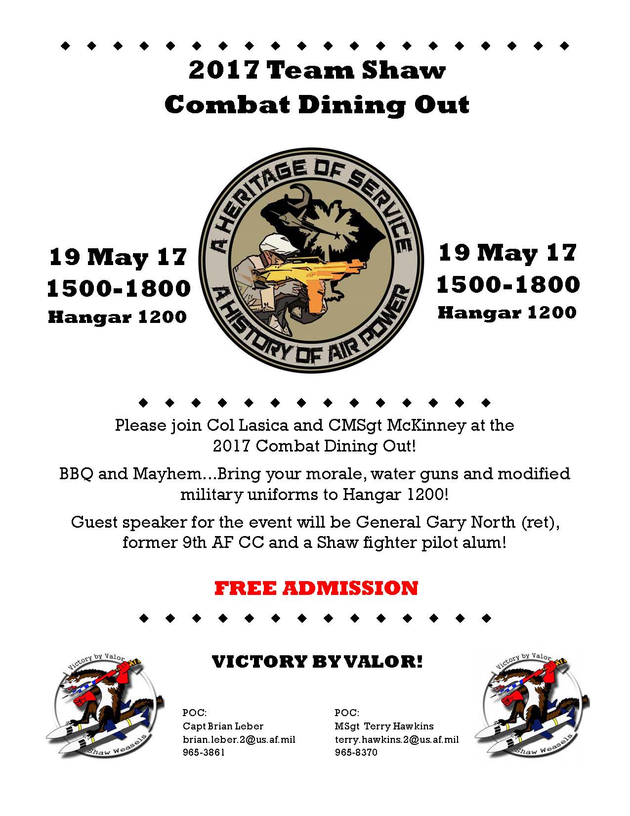 Shaw Air Force Base > Home > Combat Dining Out